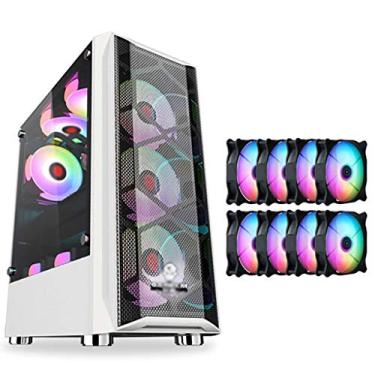 Imagem de Gabinete Gamer ATX Case, Mid-Tower PC Gaming Case ATX/M-ATX/ITX - Front I/O USB 3.0 Port - Fully Transparent Side Panels - Water Cooling Is Ready - With Colored Fans (Style : 8 fan)