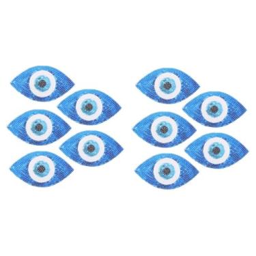 Imagem de KALLORY 10 Pcs Acessórios De Roupas Para Os Olhos Distintivo De Mau-olhado Apliques Brilhantes De Mau-olhado Jaqueta Jeans Jaqueta Fofa Acessórios Para Mochila Carro Pp Adesivos De Roupas