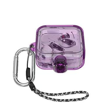 Imagem de [Bloqueio de atualização] Capa para Nothing Ear 2, VAEKNVG Capa protetora de absorção de choque para fones de ouvido Nothing Ear 2, capa dura de TPU com mosquetão e cordão, roxo claro