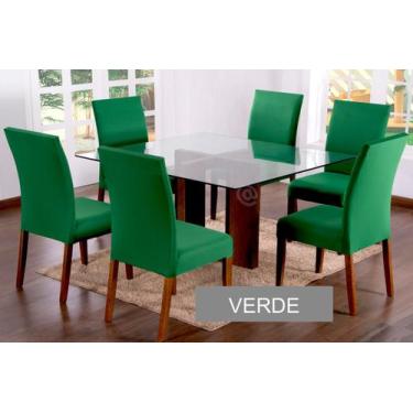 Imagem de Kit 4 Capas Para Cadeira Mesa De Jantar Verde Lisa - Empório Do Lar