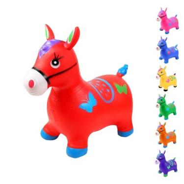 Imagem de Cavalinho Upa Upa Musical Pula Pula Grande Com Luz E Sons De Cavalo Premium Poiqo (Vermelho)