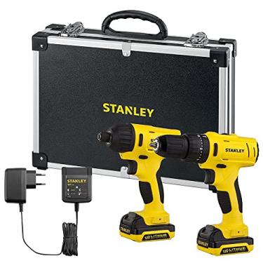 Imagem de Stanley Kit com Parafudadeira e Furadeira de Impacto e Parafusadeira Sem Fio, Kit de Ferramentas com 20 Posições de Toque e 1 de Perfuração, Acompanha Carregador e 2 Baterias, Modelo SCHI121S2FK, 20V