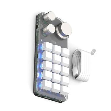 Imagem de Mini teclado eficiente de 15 teclas com 3 botões de luz, perfeito para gamers, editores de vídeo e programadores, teclado personalizável