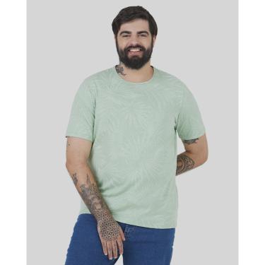 Imagem de Camiseta Masculina Plus Size Estampa Folhagem Em Malha Linho