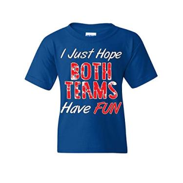 Imagem de I Just Hope Both Teams Have Fun Camiseta juvenil futebol beisebol hóquei infantil, Azul royal, XG