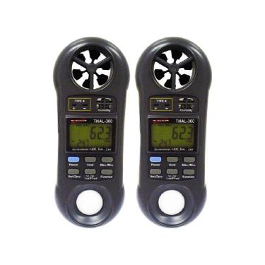 Imagem de Kit 2 Termo Higrômetro Digital Umidade Anemômetro Luminosidade Luxímetro Velocidade Hold Thal-300 Portátil Instrutherm