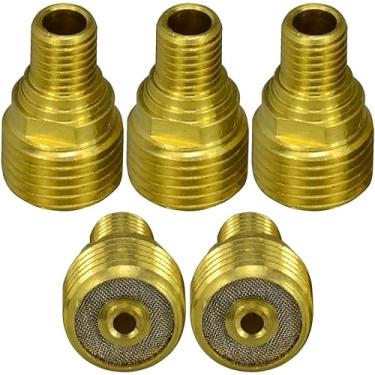 Imagem de RIVERWELD Corpo da pinça de lente de gás TIG 45V45 (orifício de 1/8" e Ø3,2 mm) serve para lanterna de soldagem SR DB PTA WP 9 20 25 TIG pacote com 5