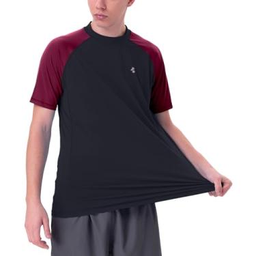 Imagem de Camisa masculina de proteção solar Rash Guard Real UPF 50+ UV SPF Camisa leve de pesca plus size UPF=1360, Preto, vinho tinto, XX-Large