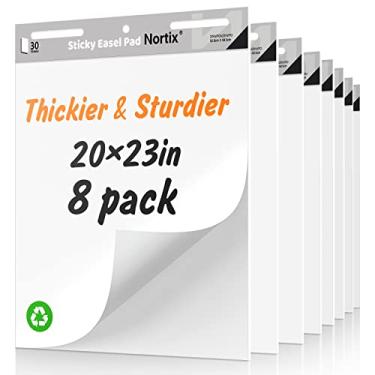 Imagem de Nortix Pastilha de cavalete autoadesiva, papel de quadro de âncora para professores, adesivo Srong e resistente a vazamento, 50 x 58 cm, papel gráfico de notas adesivas, 30 folhas/bloco, 8 blocos