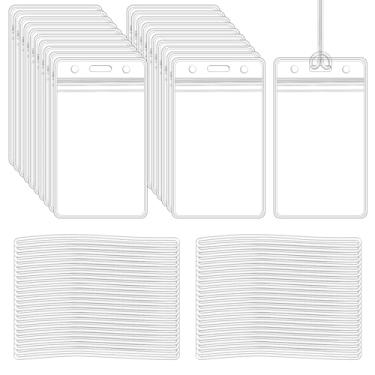 Imagem de Koorito: Pacote com 50 unidades de etiquetas de bagagem transparentes e alças para bagagem, porta-etiquetas, crachá, com 50 unidades, adequado para escritório, negócios, viagens e suprimentos