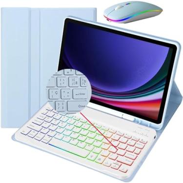 Imagem de Capa com teclado retroiluminado de 7 núcleos para Samsung Samsung Galaxy Tab S9 FE 10.9”, Tab S9 11“, com teclado ABNT2 sem fio e suporte para caneta