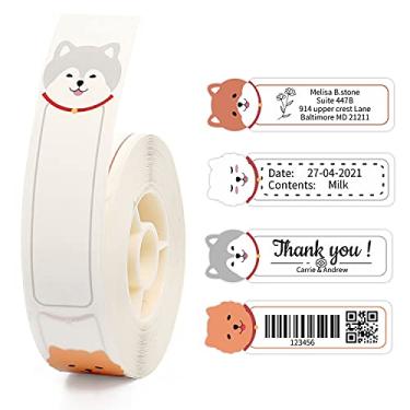 Imagem de 130 peças de fita adesiva para etiquetadora D11 com nome fofo e pasta de arquivos, etiquetas à prova d'água para creche, escola, viagens, mamadeiras, roupas, lancheiras e copos, material escolar - cachorro fofo