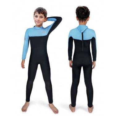 Imagem de Lansru Roupa de mergulho infantil para meninos 3/2 mm CR Neoprene Terno de Mergulho Térmico com Zíper Traseiro Proteção UV Roupa de Mergulho Completo para Natação, Mergulho, Surfe, Snorkeling