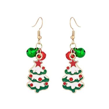 Imagem de Brincos pendentes de árvore de Natal, vermelho, verde, sino de Natal, sininho fofo, enfeite para mulheres, adolescentes, meninas, anzol, pendurado, hipoalergênico, festival, festa de Natal, joias para