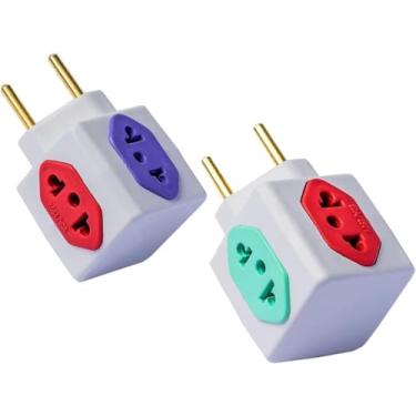 Imagem de Kit 2x Adaptador Benjamin Cubo de Tomada com 3 Entradas 10A e 1 Entrada 20A Plug Padrão 3 Pinos Novo Antigo Bivolt