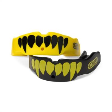 Imagem de Protetor bucal de futebol americano Battle Fangs – Protetor bucal esportivo com alça removível – Protetor bucal serve com ou sem suportes nos dentes – Tamanhos de protetor bucal para adultos e jovens