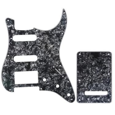 Imagem de Musiclily Kit Escudo HSS Pickguard Com Tampa Traseira para Guitarra Fender EUA/Mexicana Made Stratocaster Standard Estilo Moderno, 4 Camadas Preto Perolado