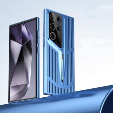 Imagem de Capa de telefone com lâmina de dissipação de calor, para samsung galaxy s22 s23 s24 ultra, malha com resfriamento fosco, azul, para galaxy 24 ultra