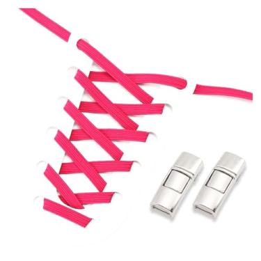 Imagem de No Tie Shoe Laces Men And Women Sneakers Metal Lock Lazy People Shoelace Elastic Shoelaces Shoe Accessories(Rose red)