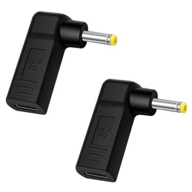 Imagem de HUNSOOL 2 peças de adaptador USB C para CC tipo C fêmea para CC 4,0 x 1,7 mm 20V/3A PD gatilho macho conector carregador de alimentação