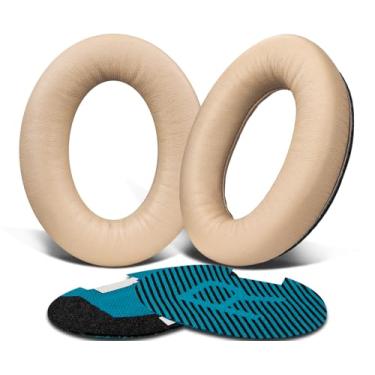 Imagem de SoloWIT Almofadas de substituição para Bose fones de ouvido, para Bose QuietComfort 15 QC15 QC25 QC2 QC35/Ae2 Ae2i Ae2w/SoundTrue & SoundLink Around-Ear & Around-Ear II-Pele de Cordeiro Preto Bege