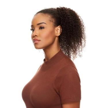 Imagem de Rabo de Cavalo Cabelo Humano Crespo Textura Coily Castanho Escuro De Benguela (50cm)