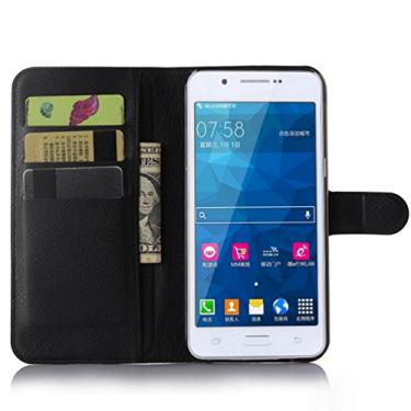 Imagem de Capa para Samsung Galaxy A8 (modelo 2015) – Capa flip carteira de couro PU para Galaxy A8 (modelo 2015), capa de proteção de telefone estilo empresarial, capa com [compartimentos para dinheiro e