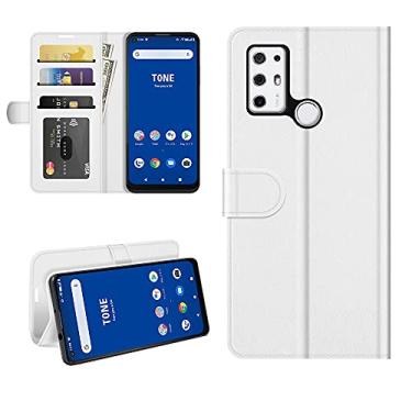 Imagem de Capa para Tone E21, proteção magnética de corpo inteiro à prova de choque, capa carteira de couro flip com suporte para cartão para capa de telefone Tone E21 (branca)