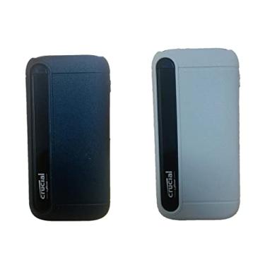 Imagem de Pacote com 2 capas protetoras de silicone líquido macio DAYJOY compatível com SSD portátil Crucial X8 500GB/1TB/2TB/4TB - Capa portátil à prova de choque e resistente a arranhões (preto + cinza)