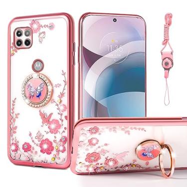 Imagem de nancheng Capa para Moto One 5G Ace (One 5G UW Ace), capa para Motorola One 5G Ace de 6,7 polegadas capa rosa de silicone macio para meninas e mulheres com suporte de anel capa protetora à prova de
