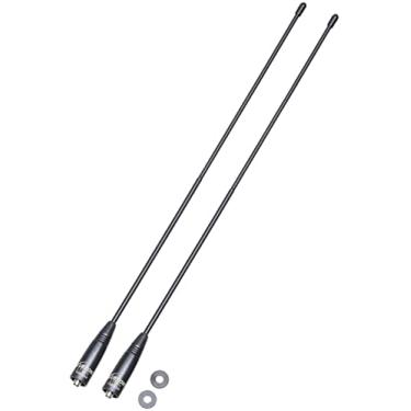 Imagem de Antena de rádio para antena BaoFeng UV-5R/888S Walkie Talkie de longo alcance de 15,6 polegadas Chicote VHF/UHF (144/430Mhz) Antena SMA-Fêmea (pacote com 2)