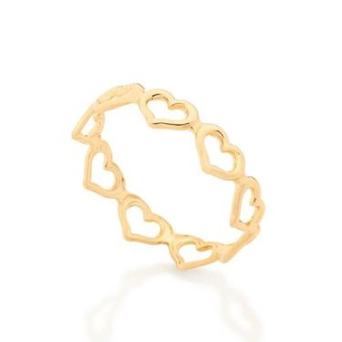 Imagem de Anel banhado ouro 3x 24k 18k e 22k ou prata feminino rommanel fino cor