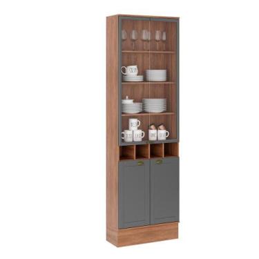 Imagem de Cristaleira Com 2 Portas e 2 Portas de Vidro 70 cm - Carraro Móveis SE