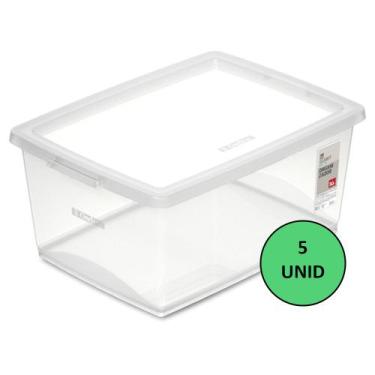 Imagem de Kit 5 Caixa Organizadora 30l Ordene Design Moderno Cristal