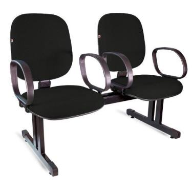 Imagem de Longarina Diretor 2 Lugares Braços Tecido Preto - Ideaflex