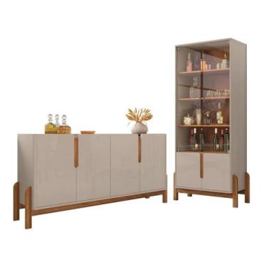 Imagem de Jogo de Aparador e Cristaleira Lux Off White/Cedro - Mais de Casa