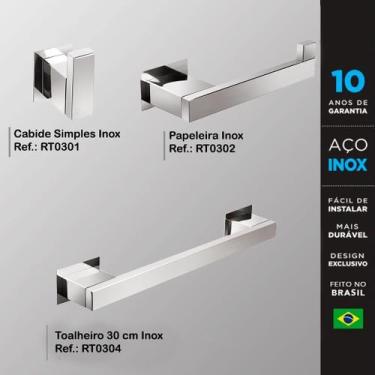 Imagem de Kit Acessórios Para Banheiros 3 Peças Inox - Kromus KITRT3