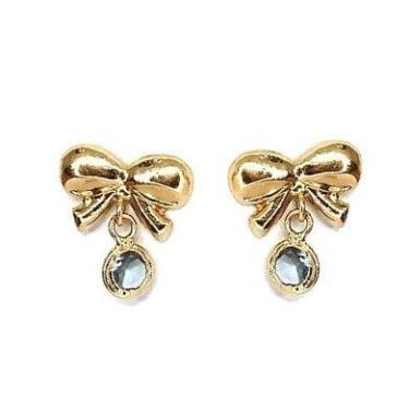 Imagem de Brinco de ouro 18k Laço com pedra - Elegancy Joias