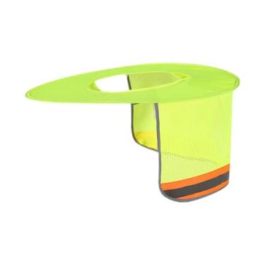 Imagem de YsXoWiui Protetor Solar para Capacete de Aba Completa, para Canteiros de Obras, Proteção Solar Leve com Guarda-sol Dobrável para Pescoço com Listras, Amarelo