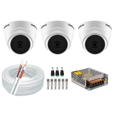 Imagem de Kit 3 Câmeras Intelbras Vhl 1120d + 1 Fontes 5amp 12v + Cabo e Conecto