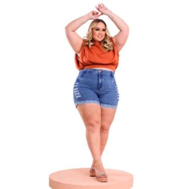 Imagem de Short Jeans Barra Dobrada Plus Size Tamanho Grande - karha Jeans, tama
