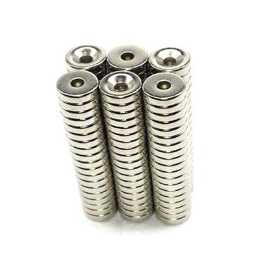 Imagem de 10pcs Imã de Neodimio Disco 10x3 - 10mm x 3mm com furo - N35 - Neoimã