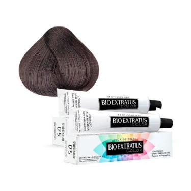 Imagem de Tintura Creme Bio Extratus Color Castanho Claro 5.0 60ml  Kit com duas