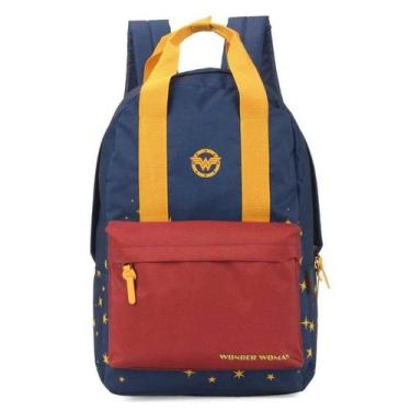 Imagem de Mochila Costas Alça Amarela Mulher Maravilha Original, Azul