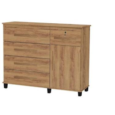 Imagem de Comoda 5 gavetas sapateira + chave trino cor Canela fosco - TRIN.