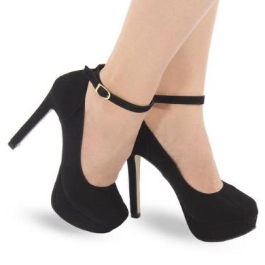 Imagem de Sapato Boneca Meia Pata Salto Alto Feminino P105 - Modarpe, Preto, 36