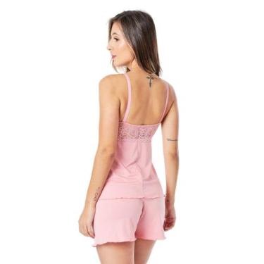 Imagem de Short Doll Rosa Amamentação Renda Sem Bojo Pijama Feminino - Empório L