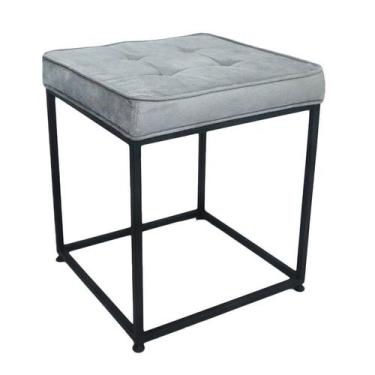 Imagem de Puff Industrial Cubo Suede Cinza - Maiart
