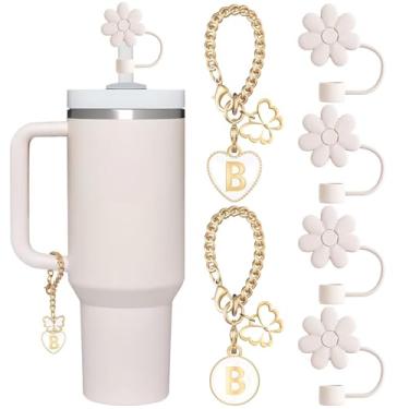 Imagem de ANLABESY Compatível com acessórios Stanley Cup, 2 peças, pingentes de borboleta com 4 peças, tampa de canudo Stanley de 10 mm para copo Stanley de 30 e 1,134 g, coberturas de palha Stanley de silicone