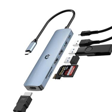 Imagem de Hub USB C, adaptador Tymyp 7 em 1 USB, um hub 7 em 1 com 4K HDMI, 100W PD, portas USB 3.0, 2 portas USB 2.0 e um leitor de cartão SD/TF